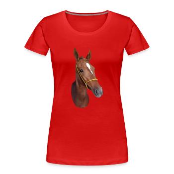 Stilisierter Pferdekopf - Frauen Premium Bio T-Shirt - Rot - Vorne - Mia (176cm)