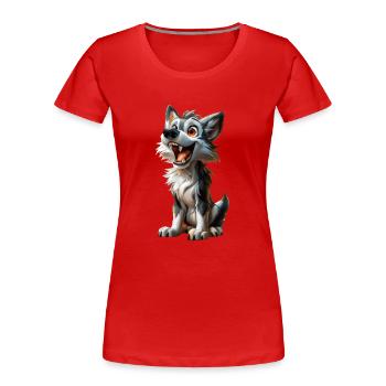 Toons #lovely loup gris - T-shirt bio Premium Femme - rouge - Devant - Mia (176cm)
