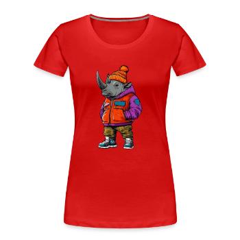 Nashorn Winter Fashion - Frauen Premium Bio T-Shirt - Rot - Vorne - Mia (176cm)