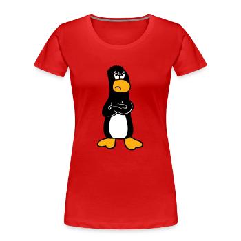 Pinguin Wütend beleidigt verschränkte Arme sauer - Frauen Premium Bio T-Shirt - Rot - Vorne - Mia (176cm)