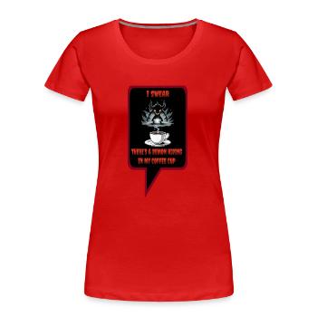 Démon dans le café - T-shirt bio Premium Femme - rouge - Devant - Mia (176cm)