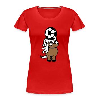 Horse Football Ball Game Header Club Fan Hobby - Women's Premium Organic T-Shirt - red - Front - Mia (176cm)