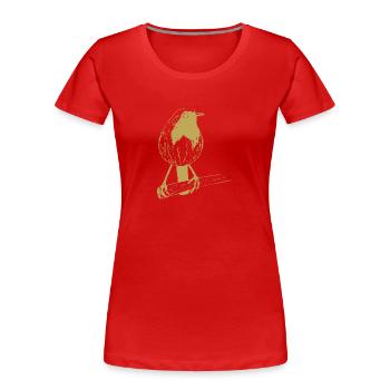 Motifs illustrés avec des rouges-gorges - T-shirt bio Premium Femme - rouge - Devant - Mia (176cm)