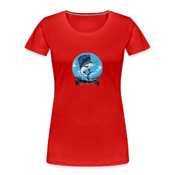 Wicked Fish, Abenteuer auf dem Meer - Frauen Premium Bio T-Shirt - Rot - Vorne - Mia (176cm)