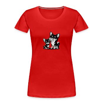 Chiwawa Love : Mère et chiot en noir et blanc - T-shirt bio Premium Femme - rouge - Devant - Mia (176cm)