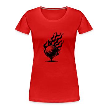 Golfball auf Tee brennend Feuer Flammen Style - Frauen Premium Bio T-Shirt - Rot - Vorne - Mia (176cm)