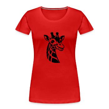 Porträt einer Giraffe mit lustigen Augen - Frauen Premium Bio T-Shirt - Rot - Vorne - Mia (176cm)
