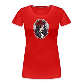 Gothic Rose Queen Illustration - Women's Premium Organic T-Shirt - red - Front - Mia (176cm)