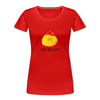 Chips mit Dips - Frauen Premium Bio T-Shirt - Rot - Vorne - Mia (176cm)