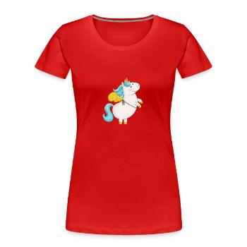 Flying comic unicorn - Women's Premium Organic T-Shirt - red - Front - Mia (176cm)