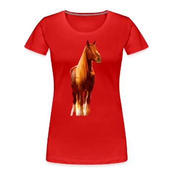 Cheval en marron, Amoureux des chevaux, Idée cadeau - T-shirt bio Premium Femme - rouge - Devant - Mia (176cm)