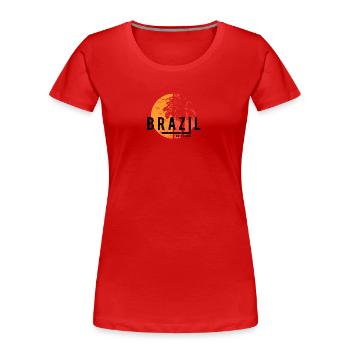 Künstlerische Rio de Janeiro Brasilien Coole Palme - Frauen Premium Bio T-Shirt - Rot - Vorne - Mia (176cm)