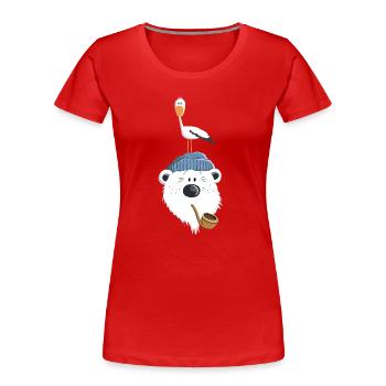 Bär mit Möwe - Frauen Premium Bio T-Shirt - Rot - Vorne - Mia (176cm)