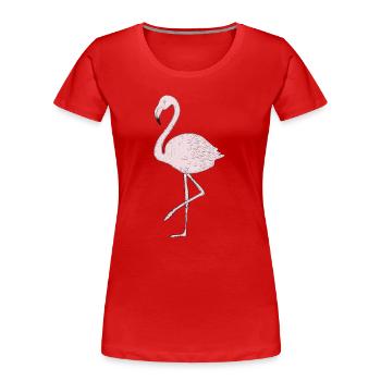 Dessin en filigrane flamant rose aux couleurs délicates - T-shirt bio Premium Femme - rouge - Devant - Mia (176cm)