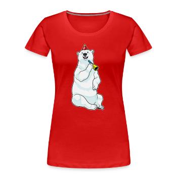 Eisbär Geburtstag Tröte - Frauen Premium Bio T-Shirt - Rot - Vorne - Mia (176cm)