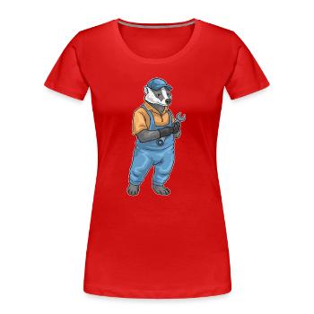 Atelier de clés mécaniques Badger - T-shirt bio Premium Femme - rouge - Devant - Mia (176cm)