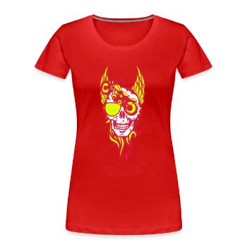 death head skull motorcycle wing flame fire - Women's Premium Organic T-Shirt - red - Front - Mia (176cm)