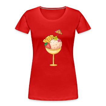 Crème glacée, crème glacée, crème glacée, crème glacée, boule, crème glacée, sundae - T-shirt bio Premium Femme - rouge - Devant - Mia (176cm)