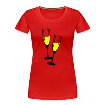sekt glaeser anstossen - Frauen Premium Bio T-Shirt - Rot - Vorne - Mia (176cm)