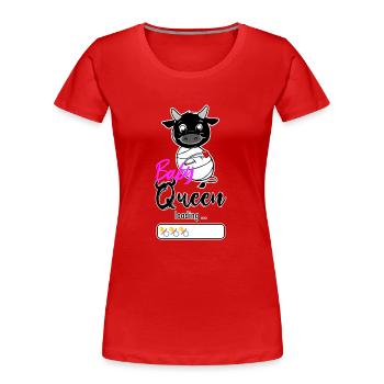 Herens Kuh, Eringer, Babykönigin beim Laden... - Frauen Premium Bio T-Shirt - Rot - Vorne - Mia (176cm)