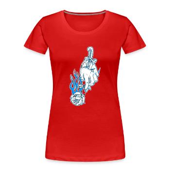 Aidan Rose Design - T-shirt bio Premium Femme - rouge - Devant - Mia (176cm)