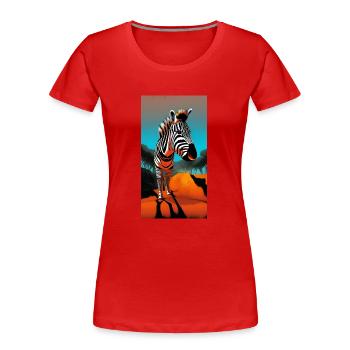 Comic-Zeichnung Zebra (Hippotigris) bei Sonnenuntergang - Frauen Premium Bio T-Shirt - Rot - Vorne - Mia (176cm)