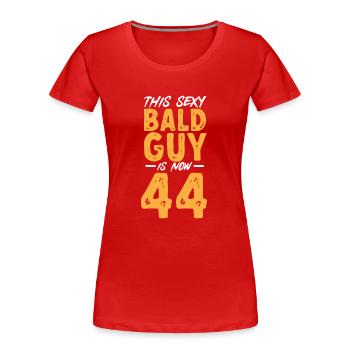 Tête chauve Calvitie Barbe Tête chauve - T-shirt bio Premium Femme - rouge - Devant - Mia (176cm)