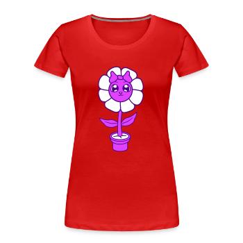 Kleine Weibliche Blume Schleife Gesicht Mädchen - Frauen Premium Bio T-Shirt - Rot - Vorne - Mia (176cm)