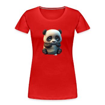 Baby Panda - Frauen Premium Bio T-Shirt - Rot - Vorne - Mia (176cm)