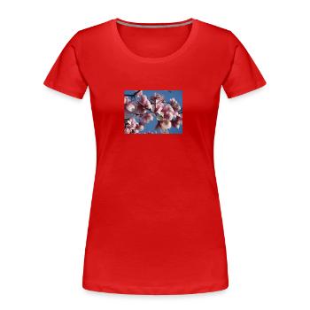 Rosa Magnolienzweige im Frühling - Frauen Premium Bio T-Shirt - Rot - Vorne - Mia (176cm)