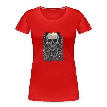 Bösartige Monarchie Böser Totenschädel Untotes Skelett - Frauen Premium Bio T-Shirt - Rot - Vorne - Mia (176cm)