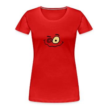 Sourire drôle fou fou - T-shirt bio Premium Femme - rouge - Devant - Mia (176cm)