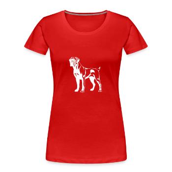 Silhouette de chien bullmastiff - T-shirt bio Premium Femme - rouge - Devant - Mia (176cm)