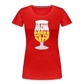 Belgische Biere sind die besten! - Frauen Premium Bio T-Shirt - Rot - Vorne - Mia (176cm)