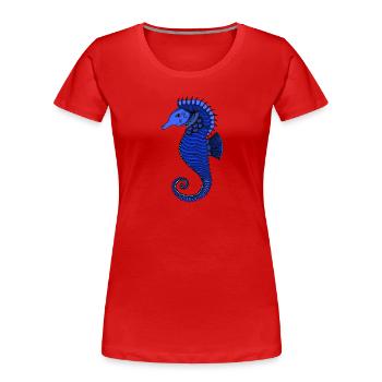 Blue Seahorse - Frauen Premium Bio T-Shirt - Rot - Vorne - Mia (176cm)