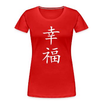 Glueck weiss - Frauen Premium Bio T-Shirt - Rot - Vorne - Mia (176cm)