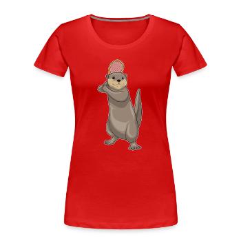 Raquette de tennis Otter Tennis - T-shirt bio Premium Femme - rouge - Devant - Mia (176cm)