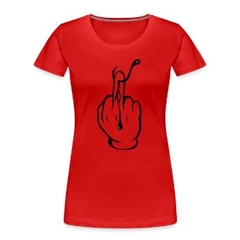 Pour une vraie paix et tranquillité au bord de l’eau ! - Chemise de pêcheur ! - T-shirt bio Premium Femme - rouge - Devant - Mia (176cm)