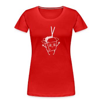 Boîte de nouilles chinoises Personnage de bande dessinée - T-shirt bio Premium Femme - rouge - Devant - Mia (176cm)