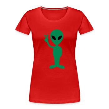 Alien Peace - Women's Premium Organic T-Shirt - red - Front - Mia (176cm)