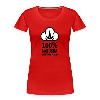 Baumwolle aus der Ukraine Meme, schwarz und weiß - Frauen Premium Bio T-Shirt - Rot - Vorne - Mia (176cm)