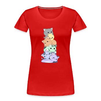 Regenbogen Katzen Haufen - Frauen Premium Bio T-Shirt - Rot - Vorne - Mia (176cm)