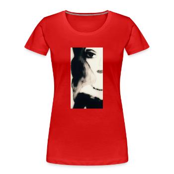 https://www.instagram.com/goldenvsilver/?hl=fr - T-shirt bio Premium Femme - rouge - Devant - Mia (176cm)