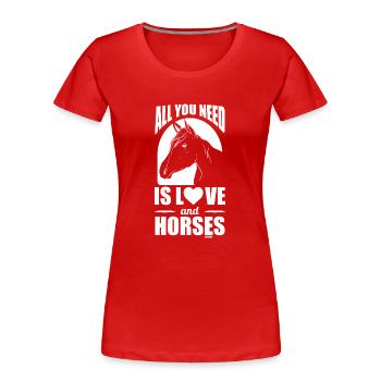 Love and Horses Girls Children Gift - Women's Premium Organic T-Shirt - red - Front - Mia (176cm)