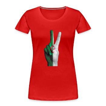 Drapeau Algérien signe victoire - T-shirt bio Premium Femme - rouge - Devant - Mia (176cm)