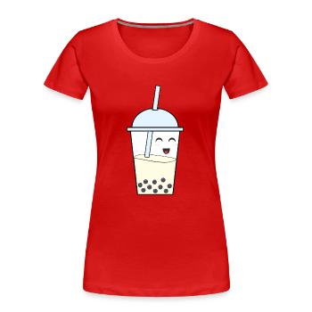 Happy Bubble Milk Tea - Frauen Premium Bio T-Shirt - Rot - Vorne - Mia (176cm)