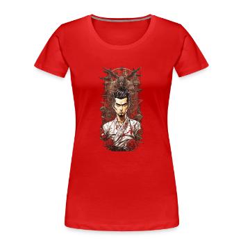 Nippon Anime Streetwear Retro Manga Design - T-shirt bio Premium Femme - rouge - Devant - Mia (176cm)
