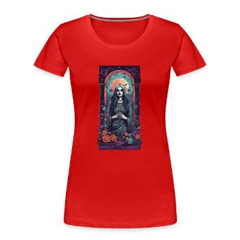 Vintage Goth Girl Viktorianische Okkult Ästhetik - Frauen Premium Bio T-Shirt - Rot - Vorne - Mia (176cm)