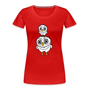 2 Eulen Papa Mama Kind Baby Familie Mutter Vater - Frauen Premium Bio T-Shirt - Rot - Vorne - Mia (176cm)
