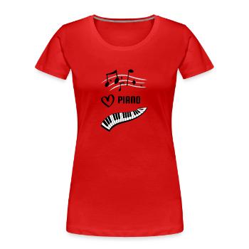 Ich liebe Klavier! - Frauen Premium Bio T-Shirt - Rot - Vorne - Mia (176cm)
